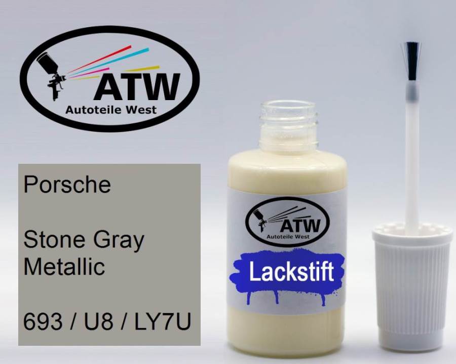 Porsche, Stone Gray Metallic, 693 / U8 / LY7U: 20ml Lackstift, von ATW Autoteile West.